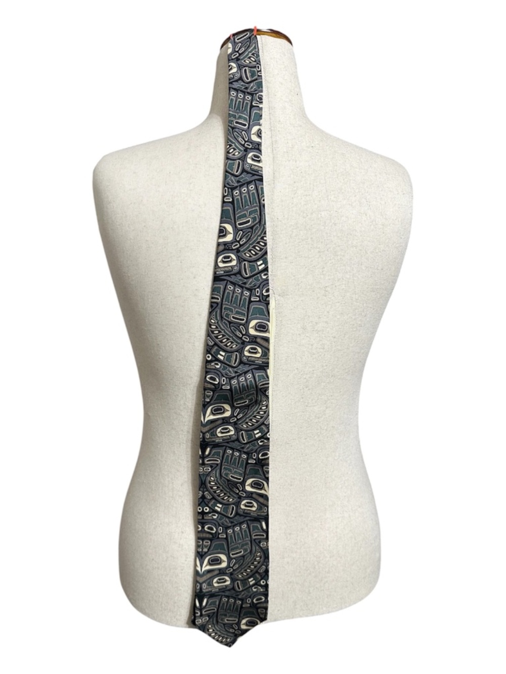 Boxelder 100% Silk Tribal Art Northwest Coast Vintage Necktie Blue Teal